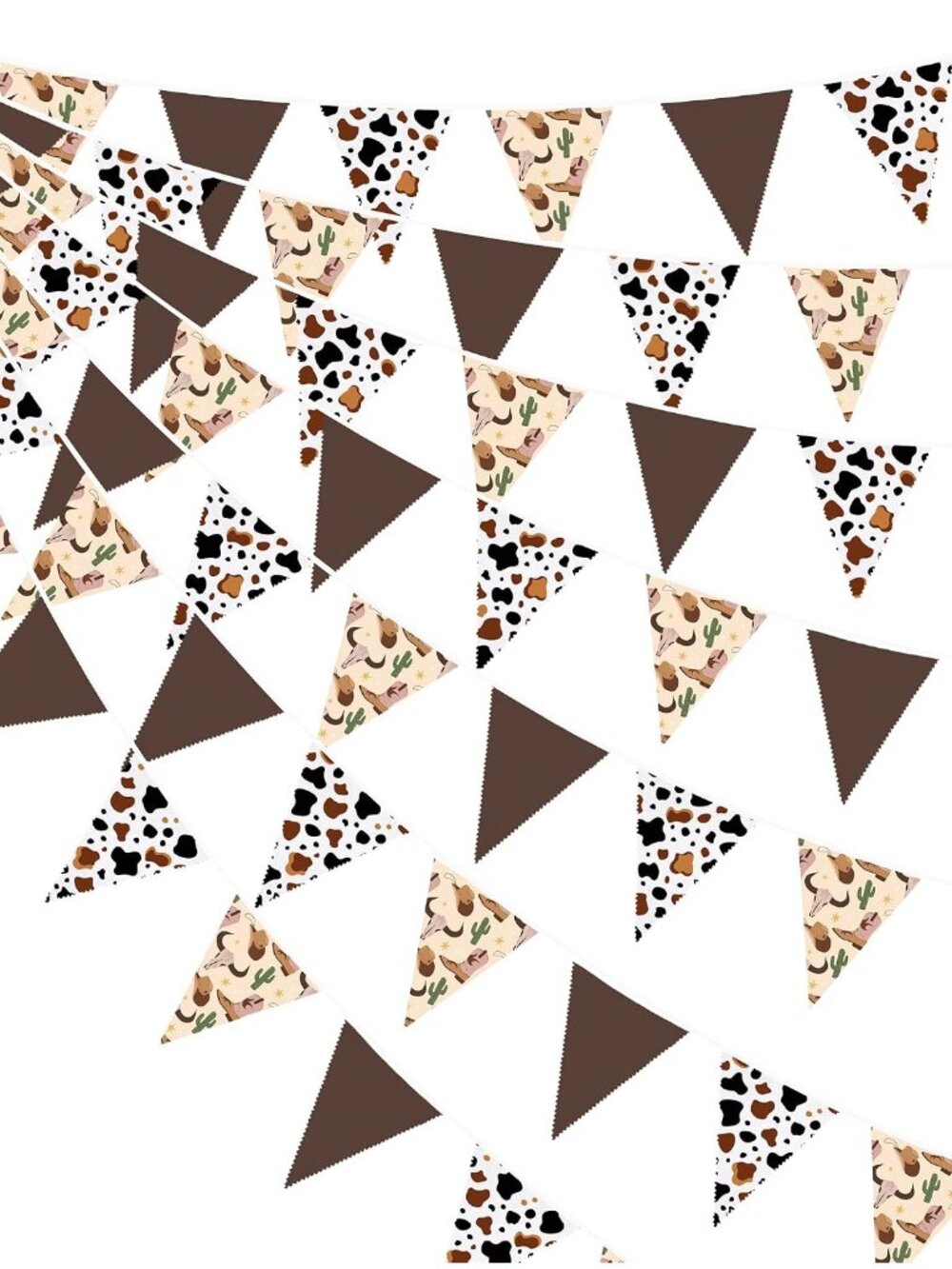 32Ft Western Cowboy Party Decorations Brown Cow Triangle Flag Fabric Banner Penn